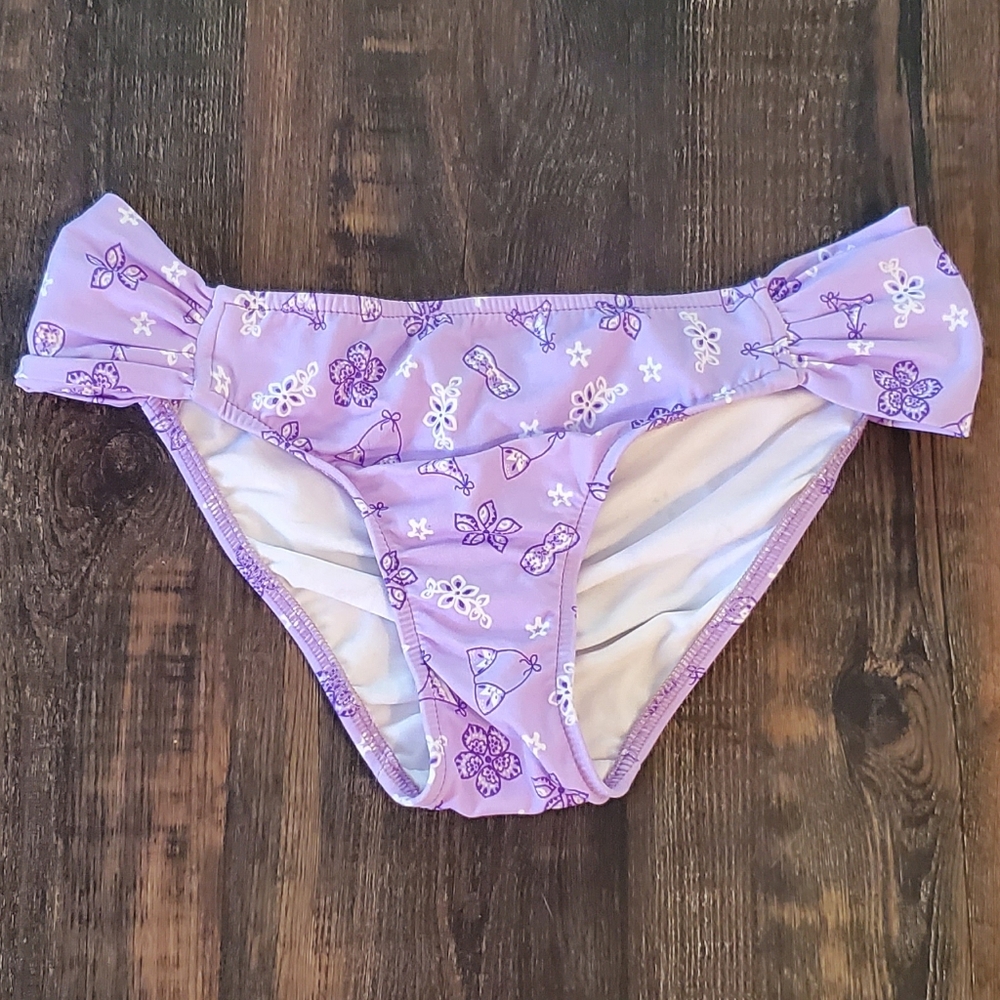 NWOT Lavender Bandana Print Fresh Peaches Ruched Bikini Bottom Size M